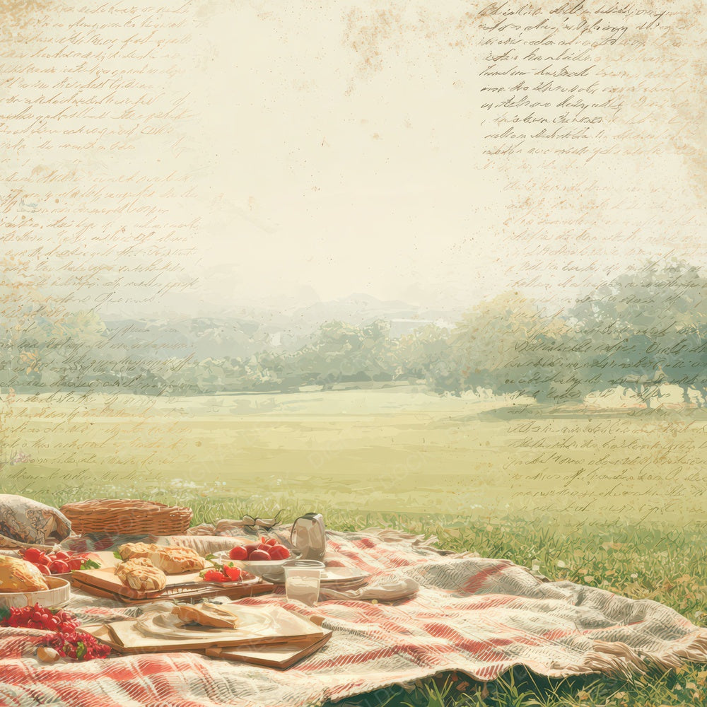 Bright Summer Picnic Scene Digital Paper Pack (DDD012311)