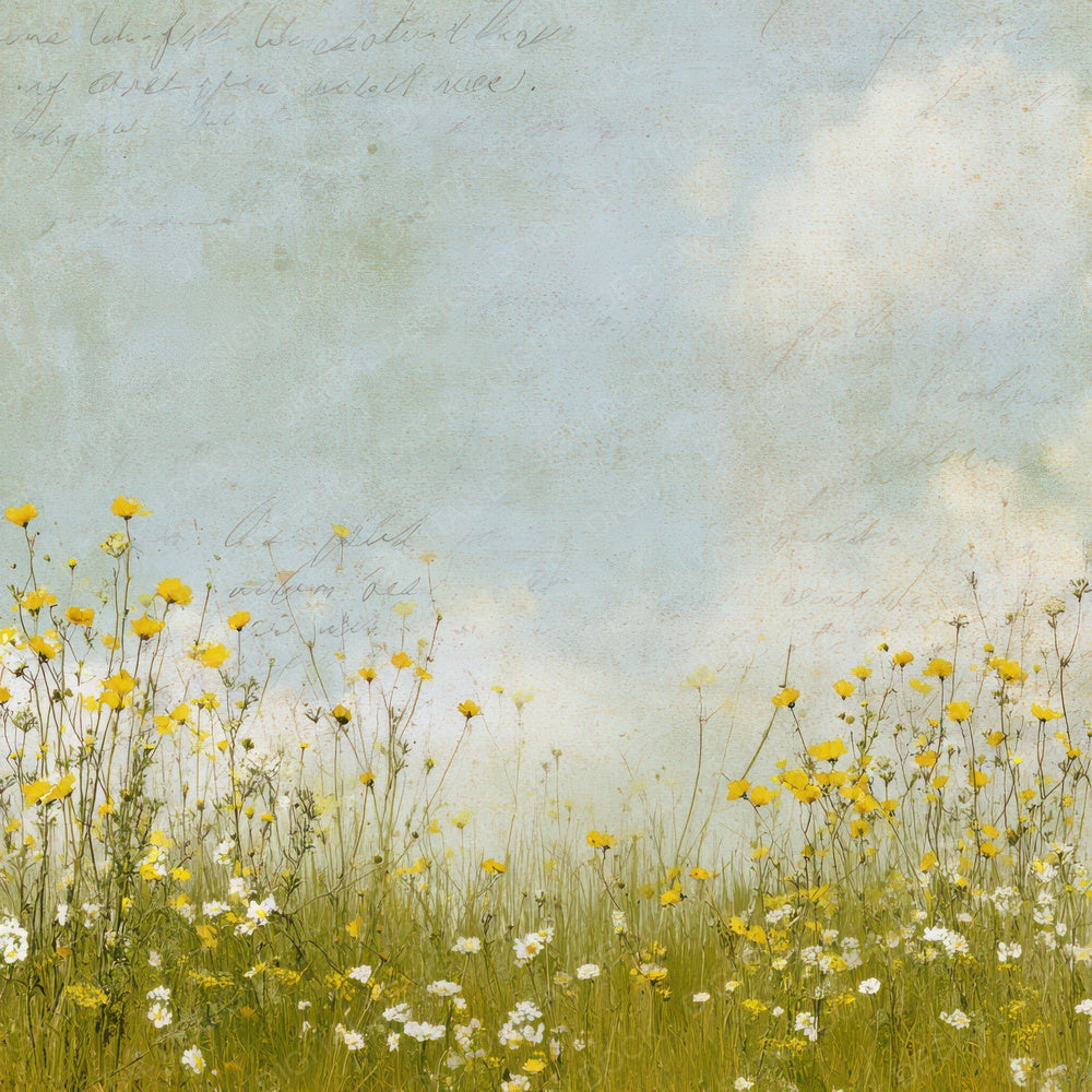 Bright Wildflower Meadow Scene Digital Paper Pack (DDD012315)
