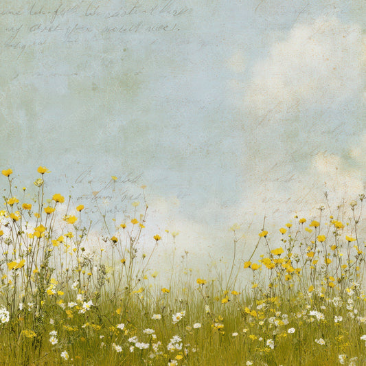 Bright Wildflower Meadow Scene Digital Paper Pack (DDD012315)