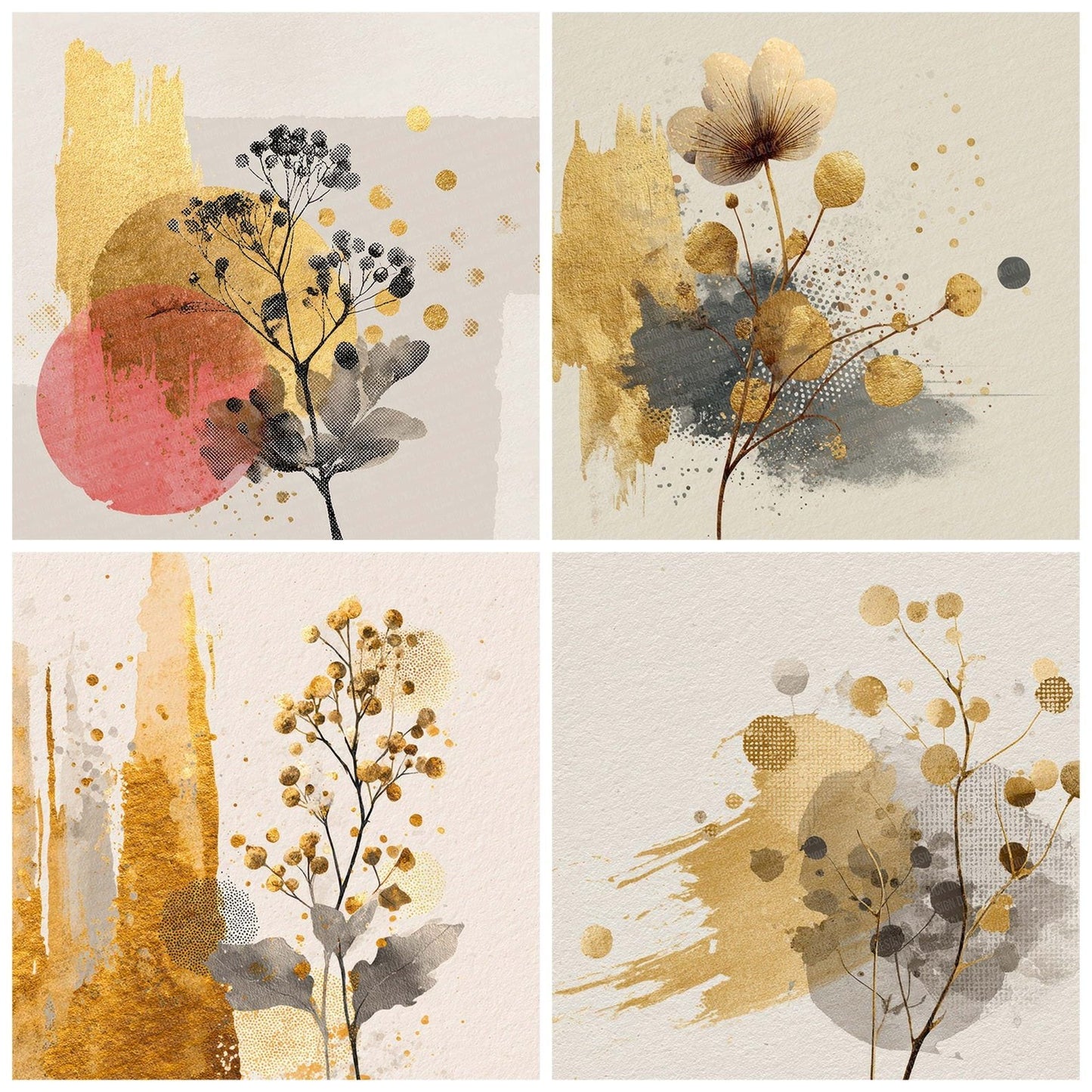 Brush Gold Stem Digital Paper Pack (DDD000722)