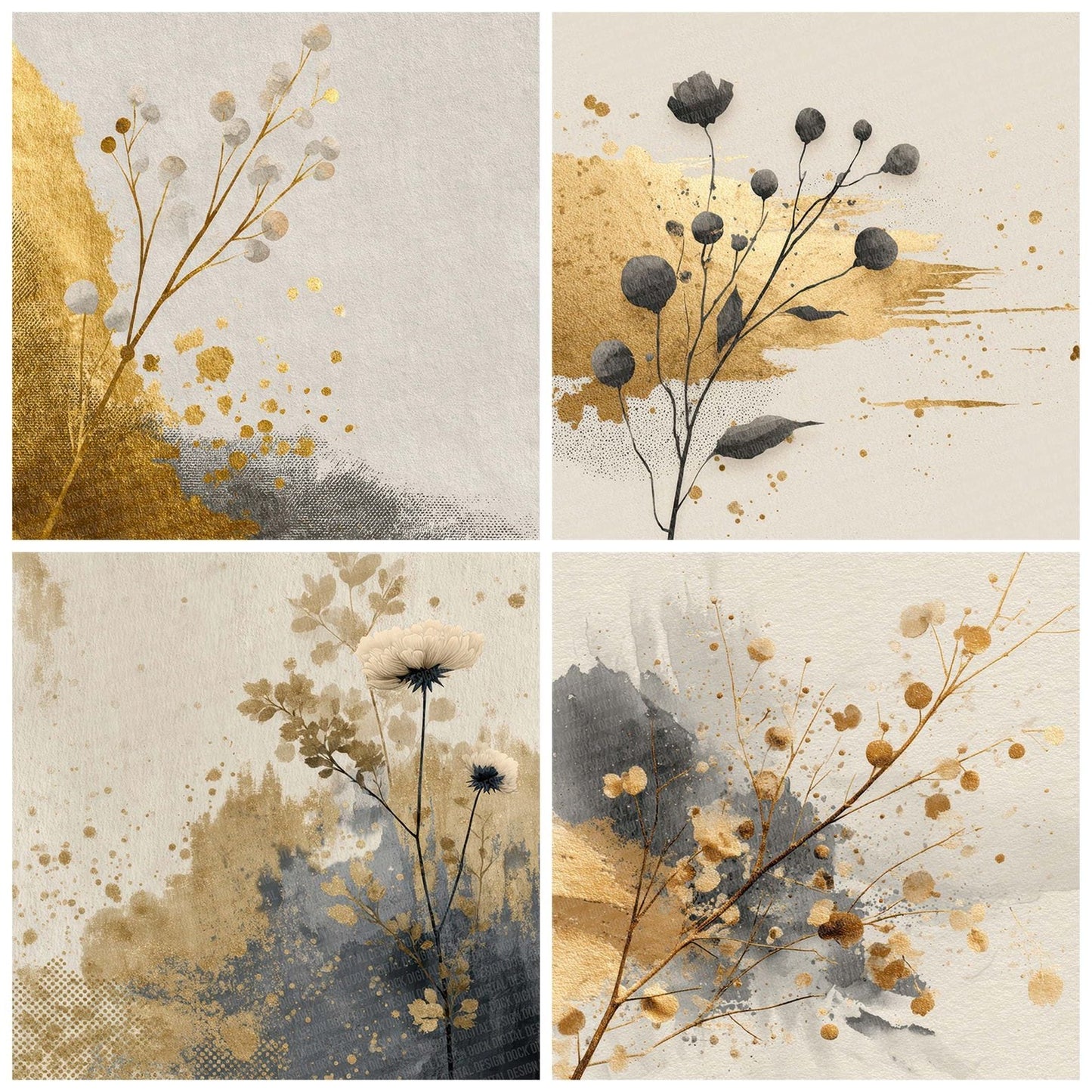 Brush Gold Stem Digital Paper Pack (DDD000722)