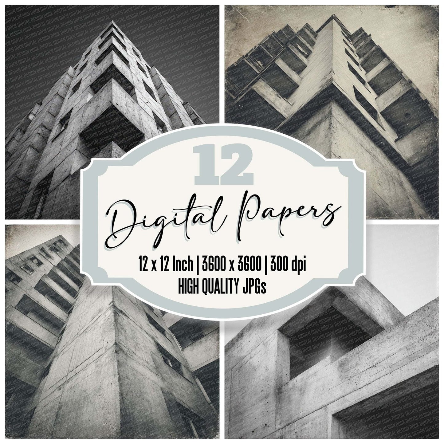 Brutalist Block Damaged Photo Digital Paper Pack (DDD000725)
