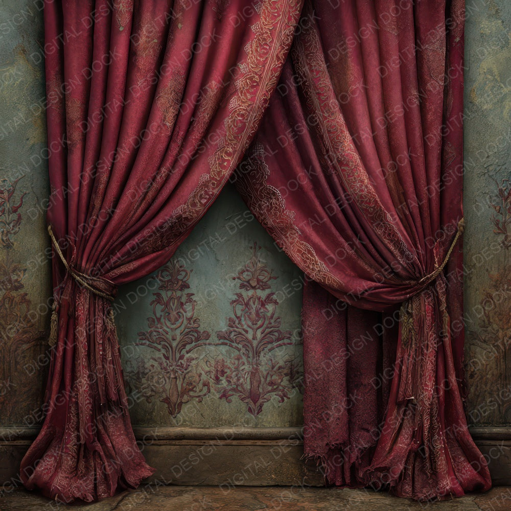 Burgundy Velvet Damask Digital Paper Pack (DDD007624)
