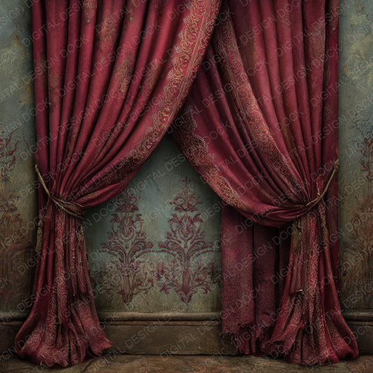 Burgundy Velvet Damask Digital Paper Pack (DDD007624)