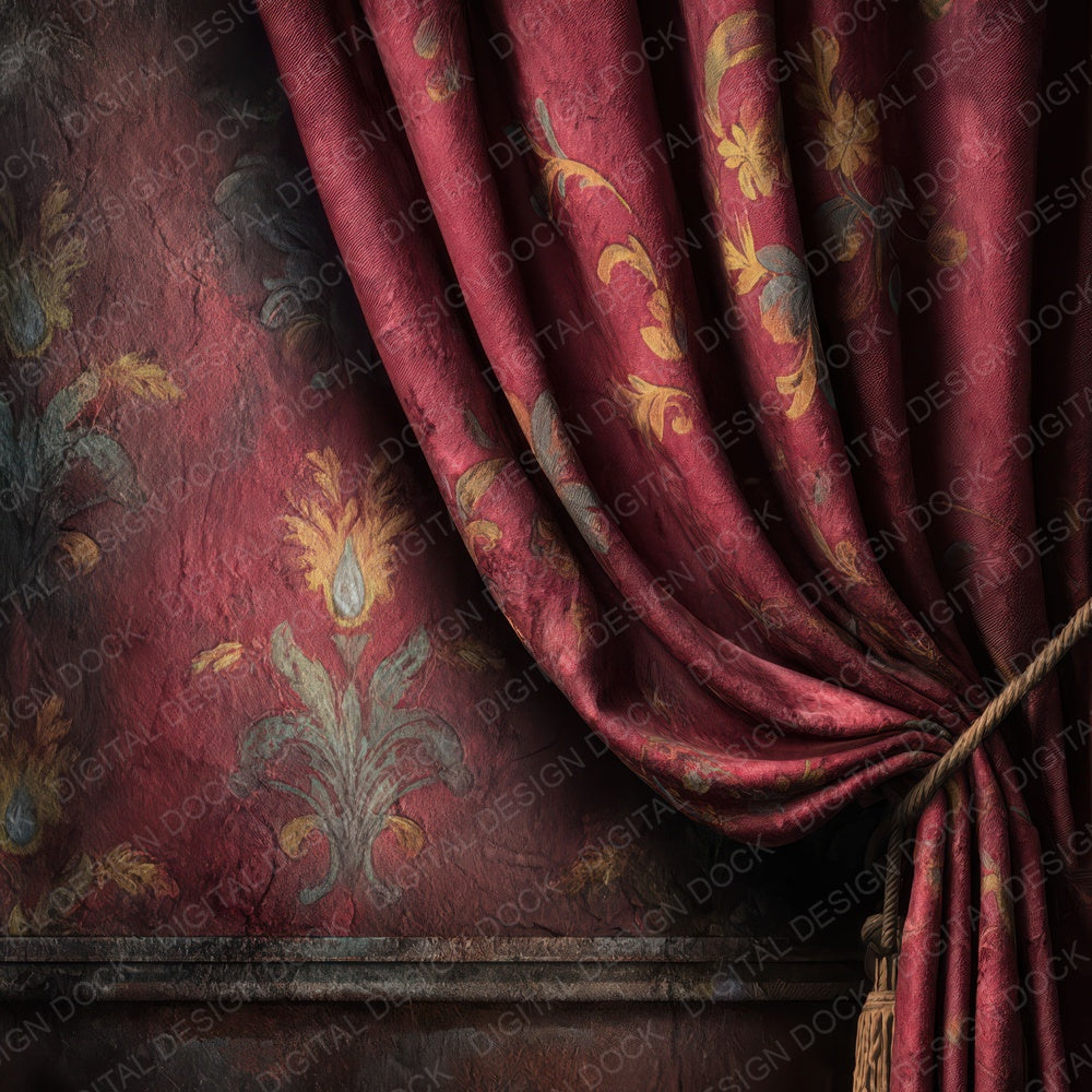 Burgundy Velvet Damask Digital Paper Pack (DDD007624)