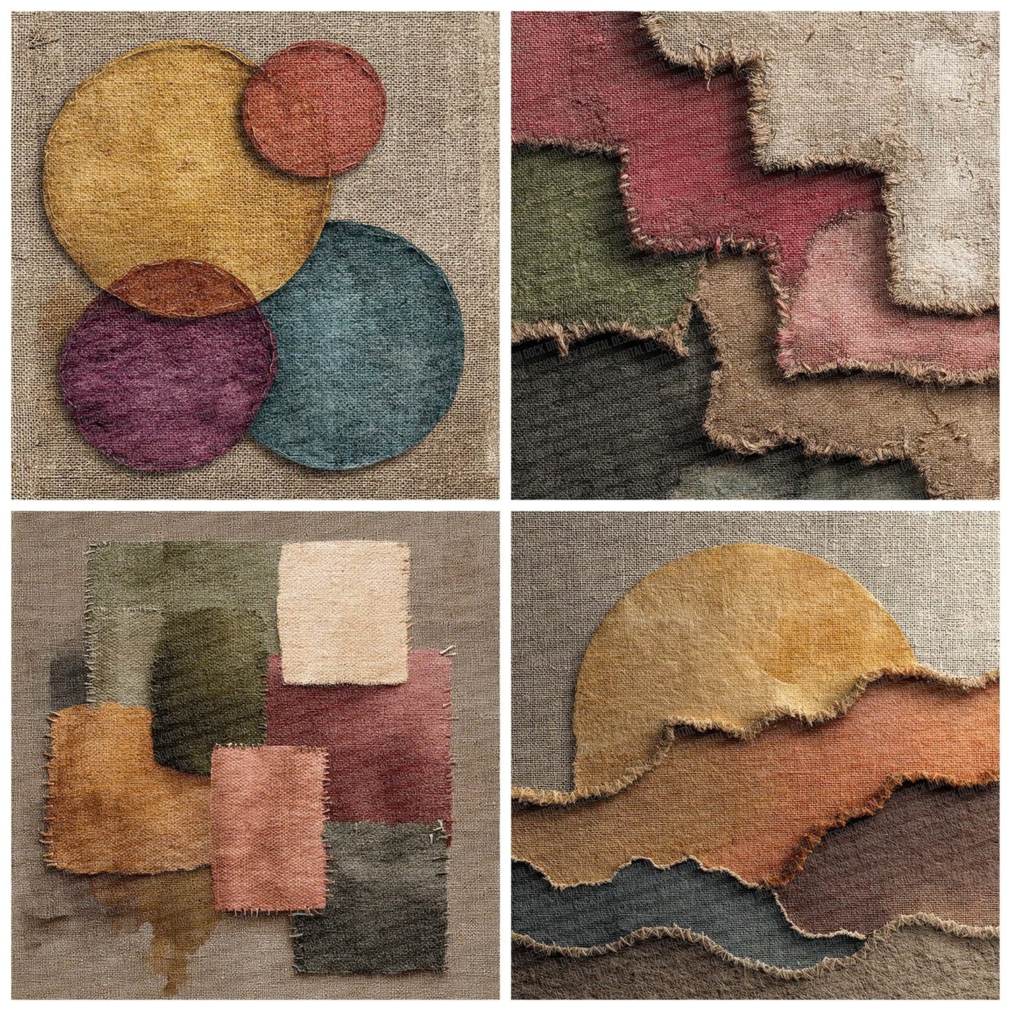 Burlap Applique Patch Digital Paper Pack (DDD000740)