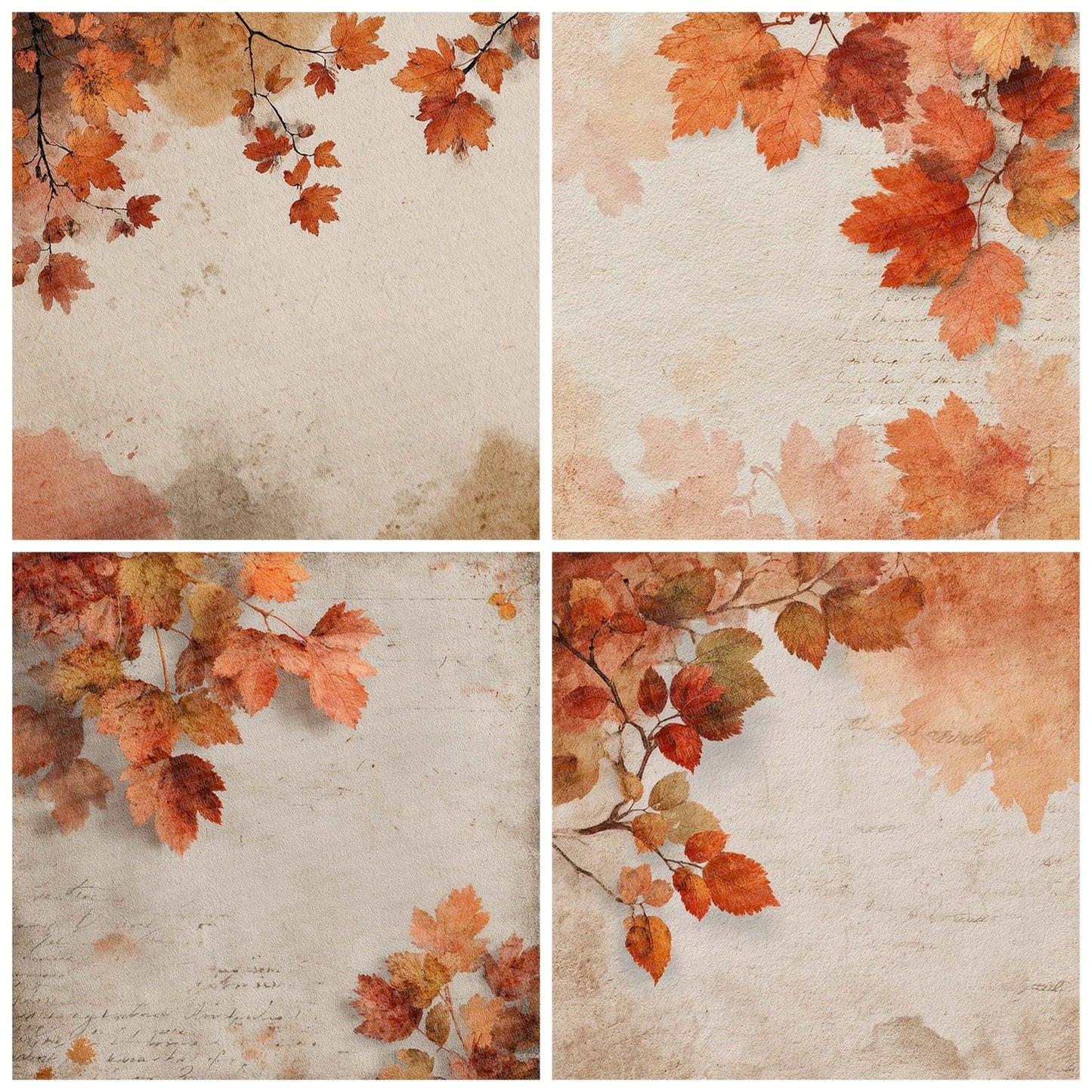 Burnt Autumn Leaf Script Digital Paper Pack (DDD000749)