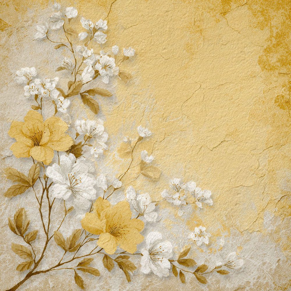 Butter Yellow Watercolour Wash Floral Digital Paper Pack (DDD000758)