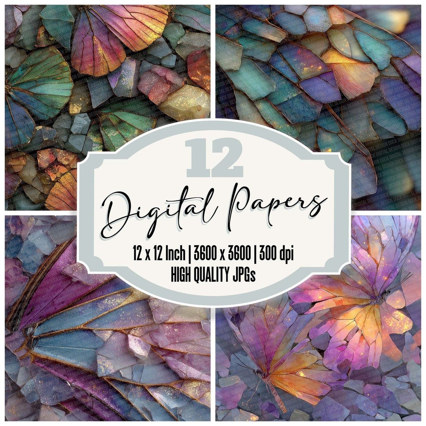Butterfly Glass Shard Digital Paper Pack (DDD000762)