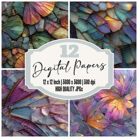 Butterfly Glass Shard Digital Paper Pack (DDD000762)