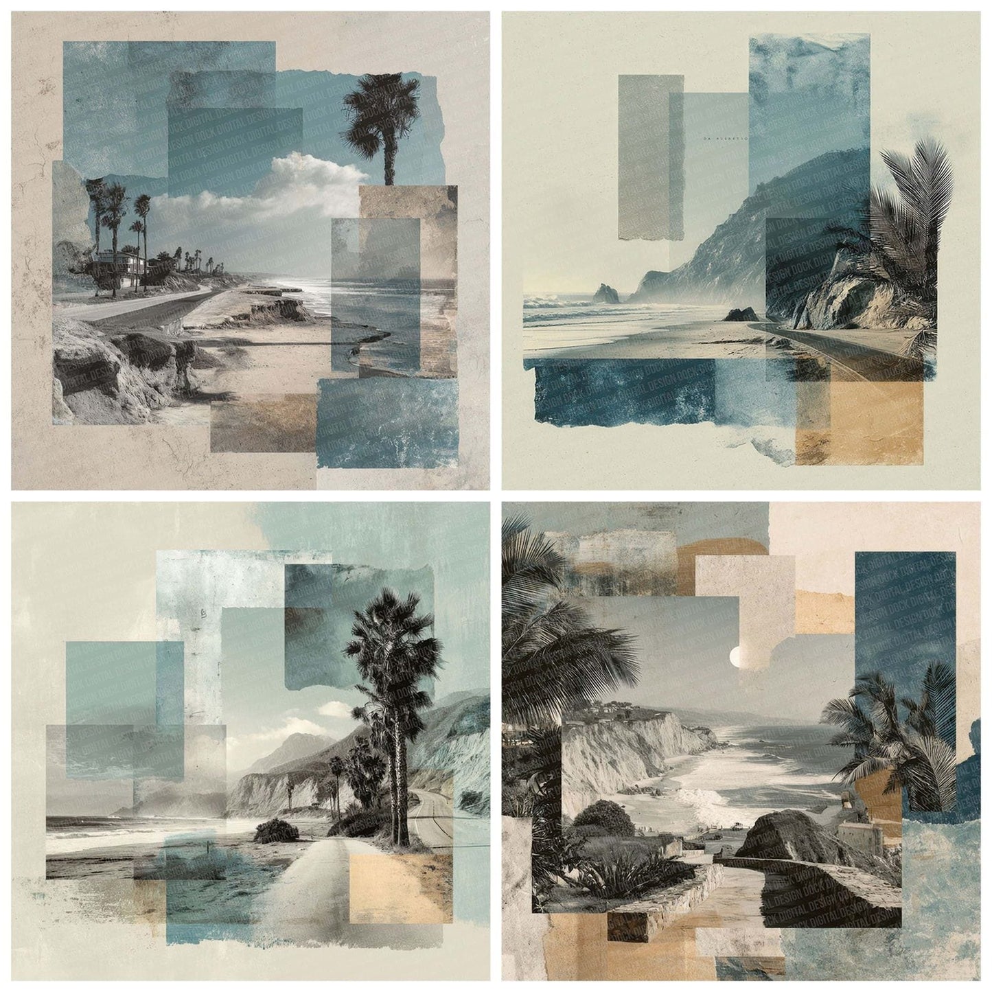 California Coast Collage Digital Paper Pack (DDD000771)
