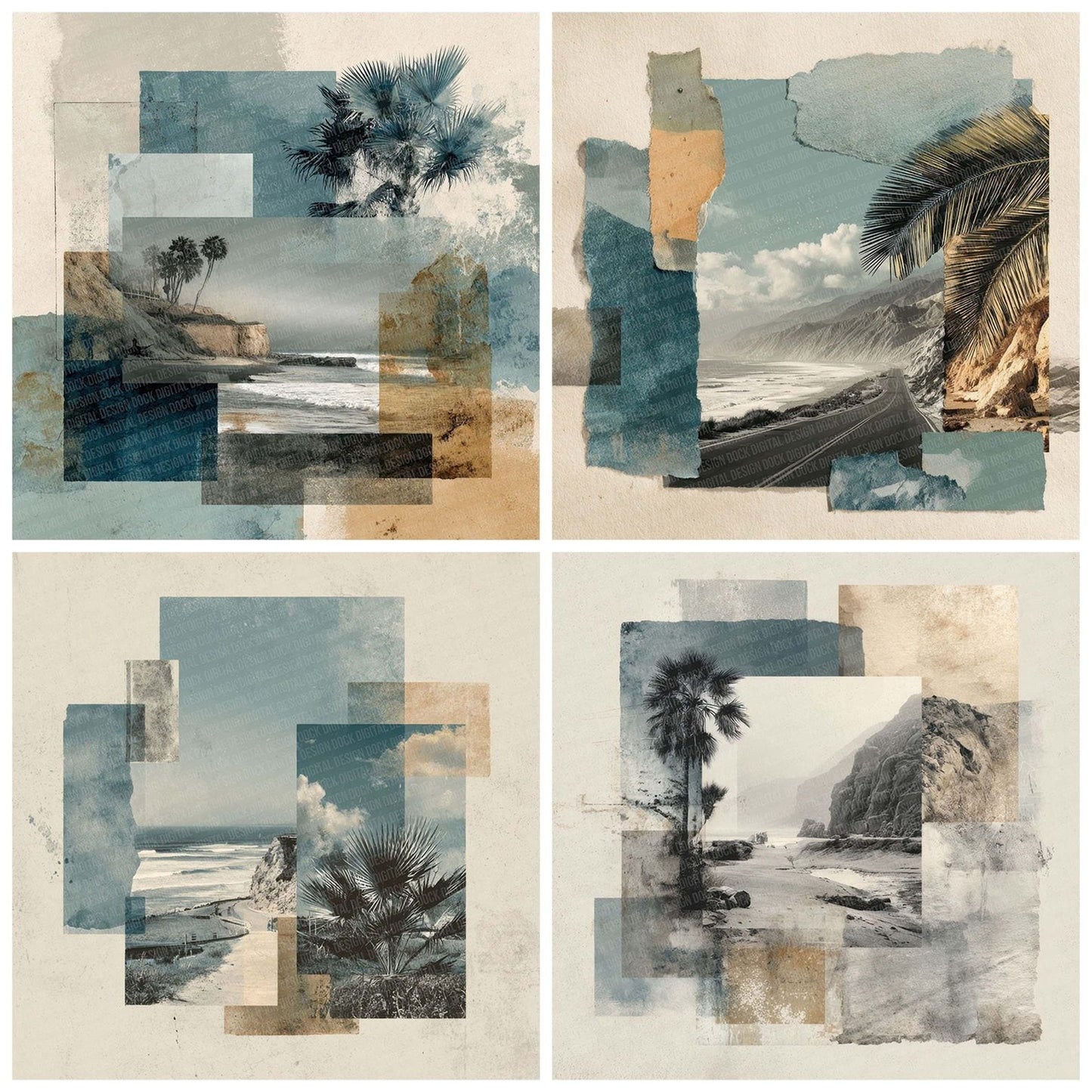 California Coast Collage Digital Paper Pack (DDD000771)