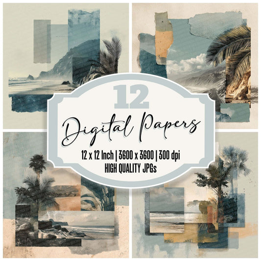 California Coast Collage Digital Paper Pack (DDD000771)