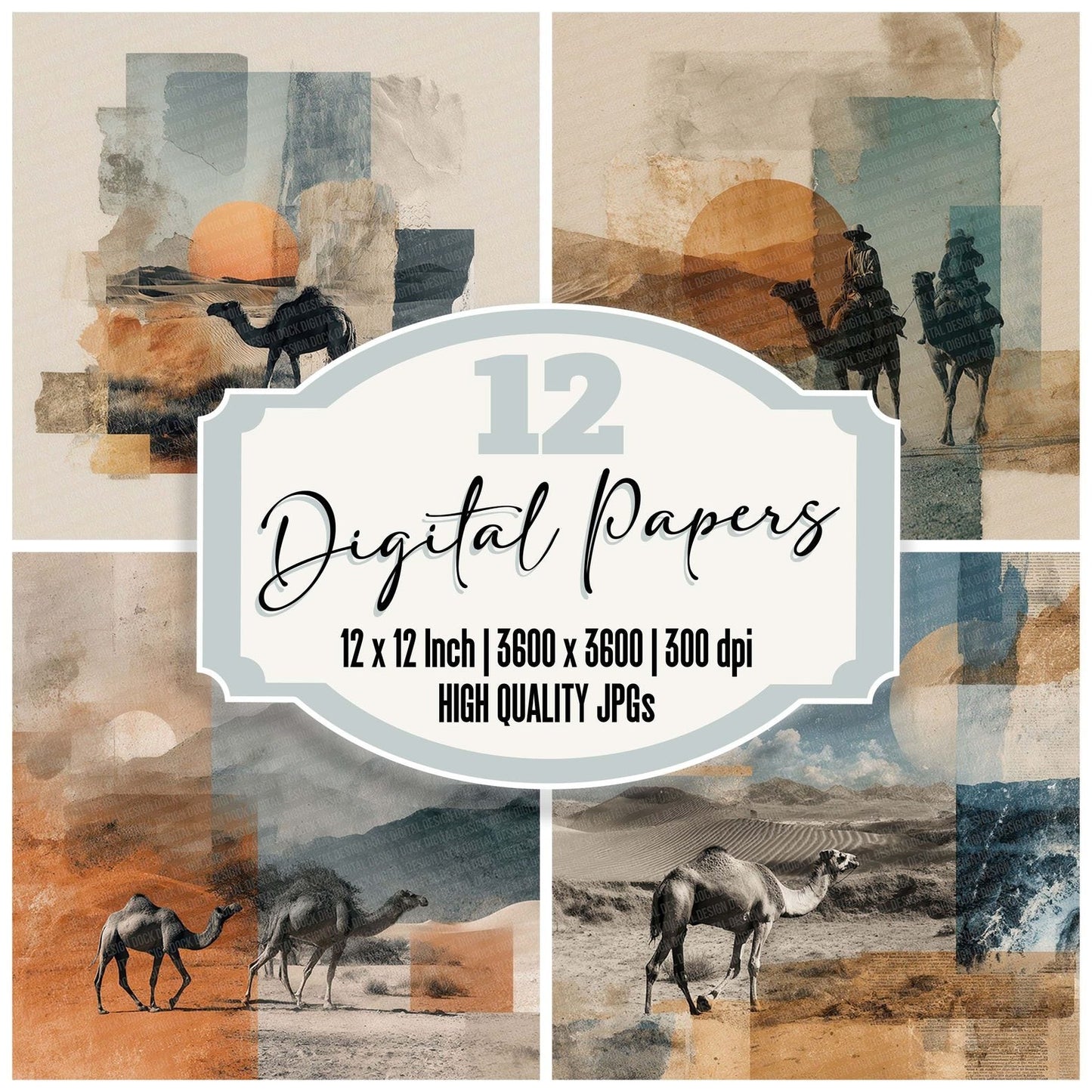 Camel Desert Moodboard Digital Paper Pack (DDD000023)