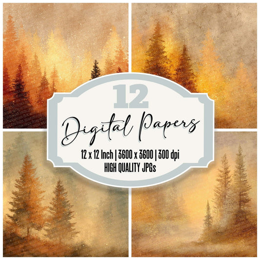 Candle Tree Vintage Christmas Background Digital Paper Pack (DDD000783)