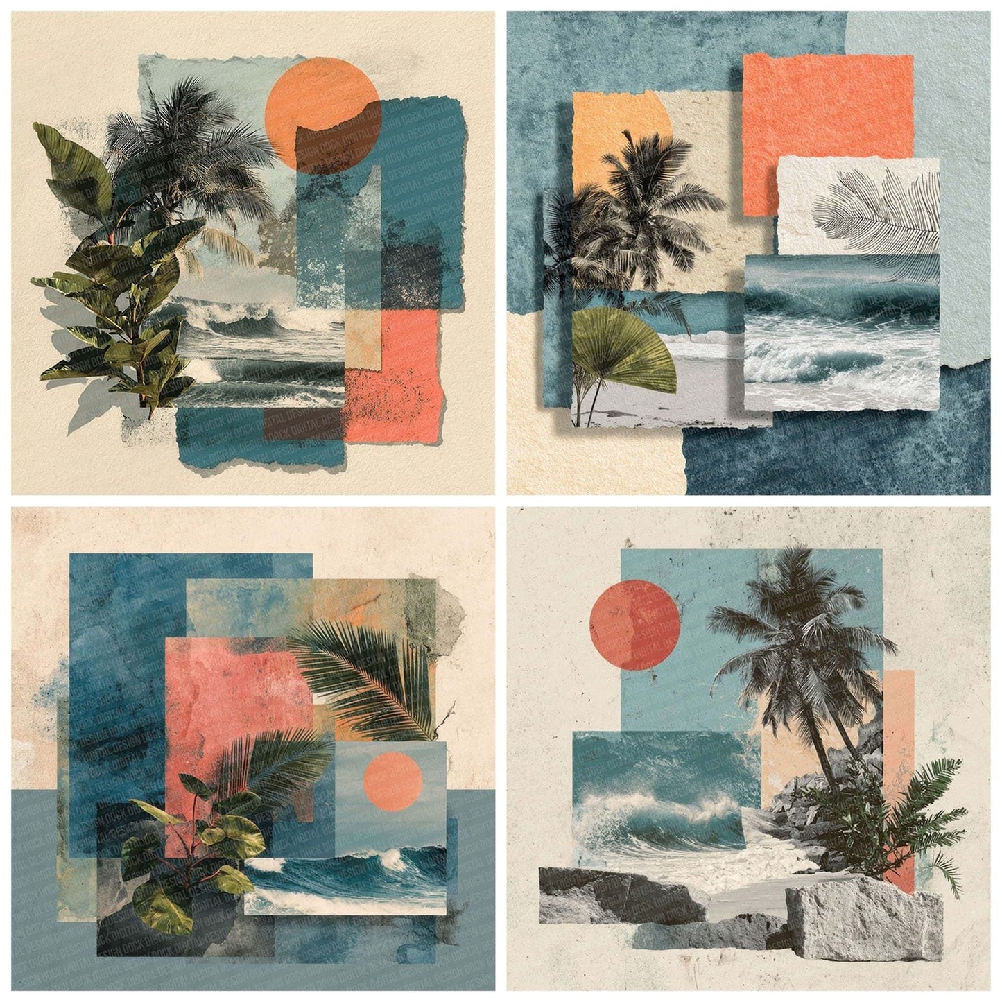 Caribbean Island Collage Digital Paper Pack (DDD000797)