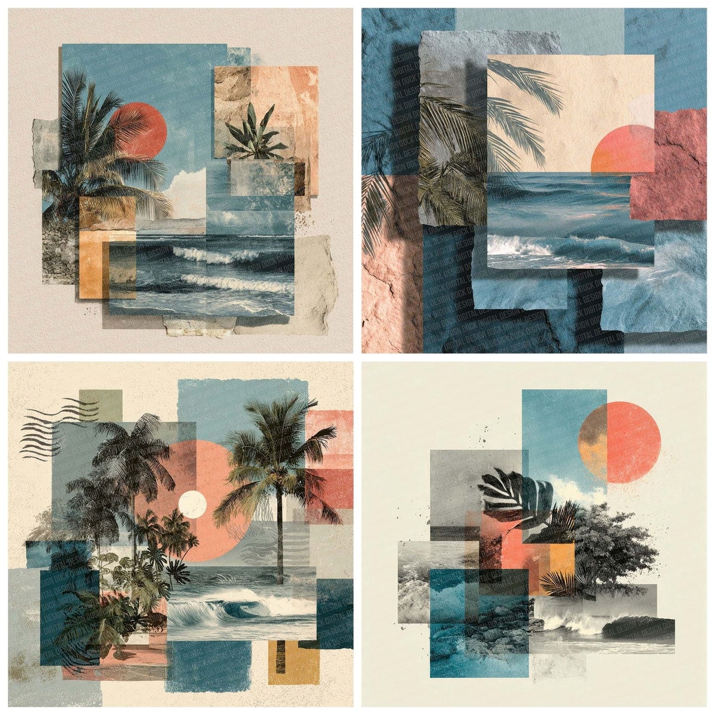 Caribbean Island Collage Digital Paper Pack (DDD000797)