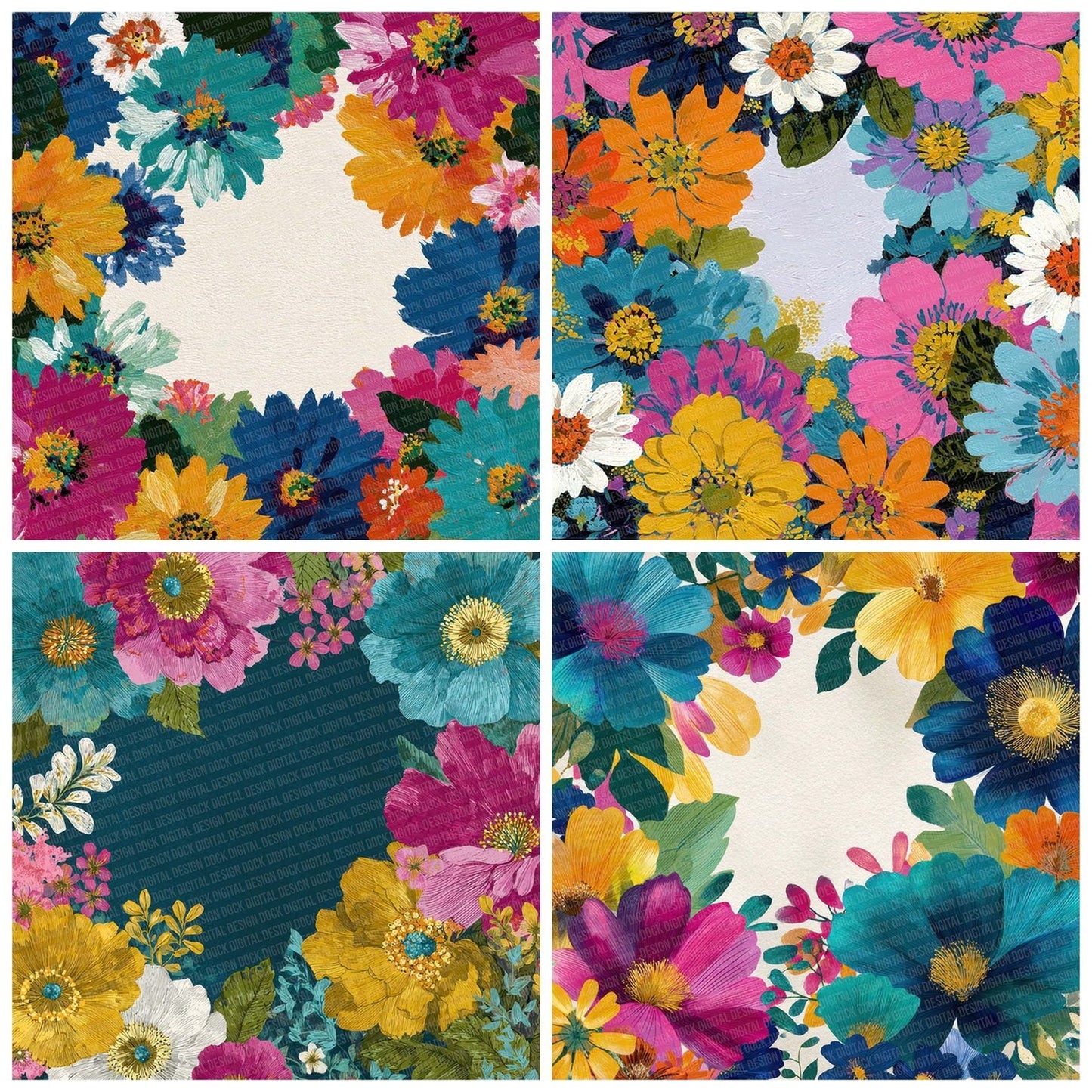 Carnival Floral Palette Digital Paper Pack (DDD000799)