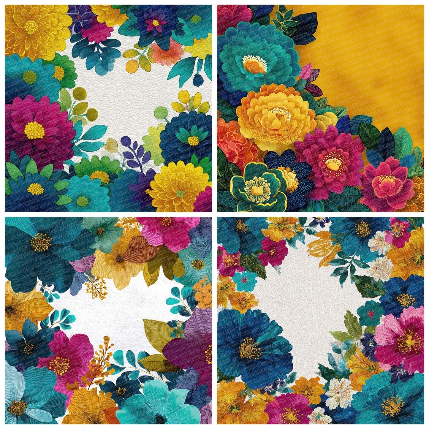Carnival Floral Palette Digital Paper Pack (DDD000799)