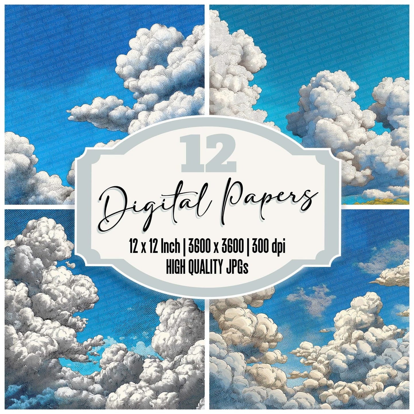 Cartoon Cloud Pop Digital Paper Pack (DDD000805)