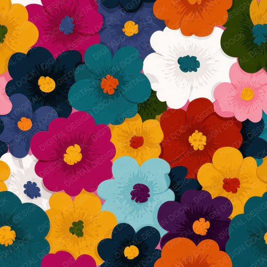 Cartoon Floral Background Digital Paper Pack (DDD007852)