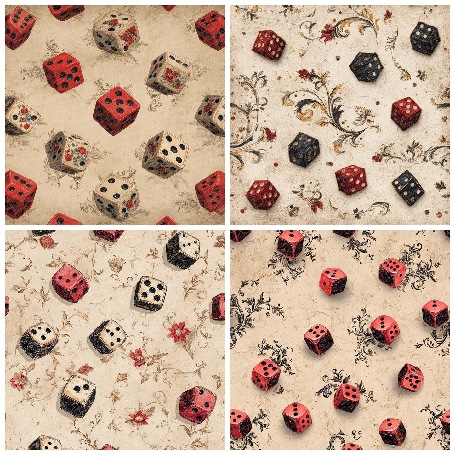 Casino Dice Retro Digital Paper Pack (DDD000810)