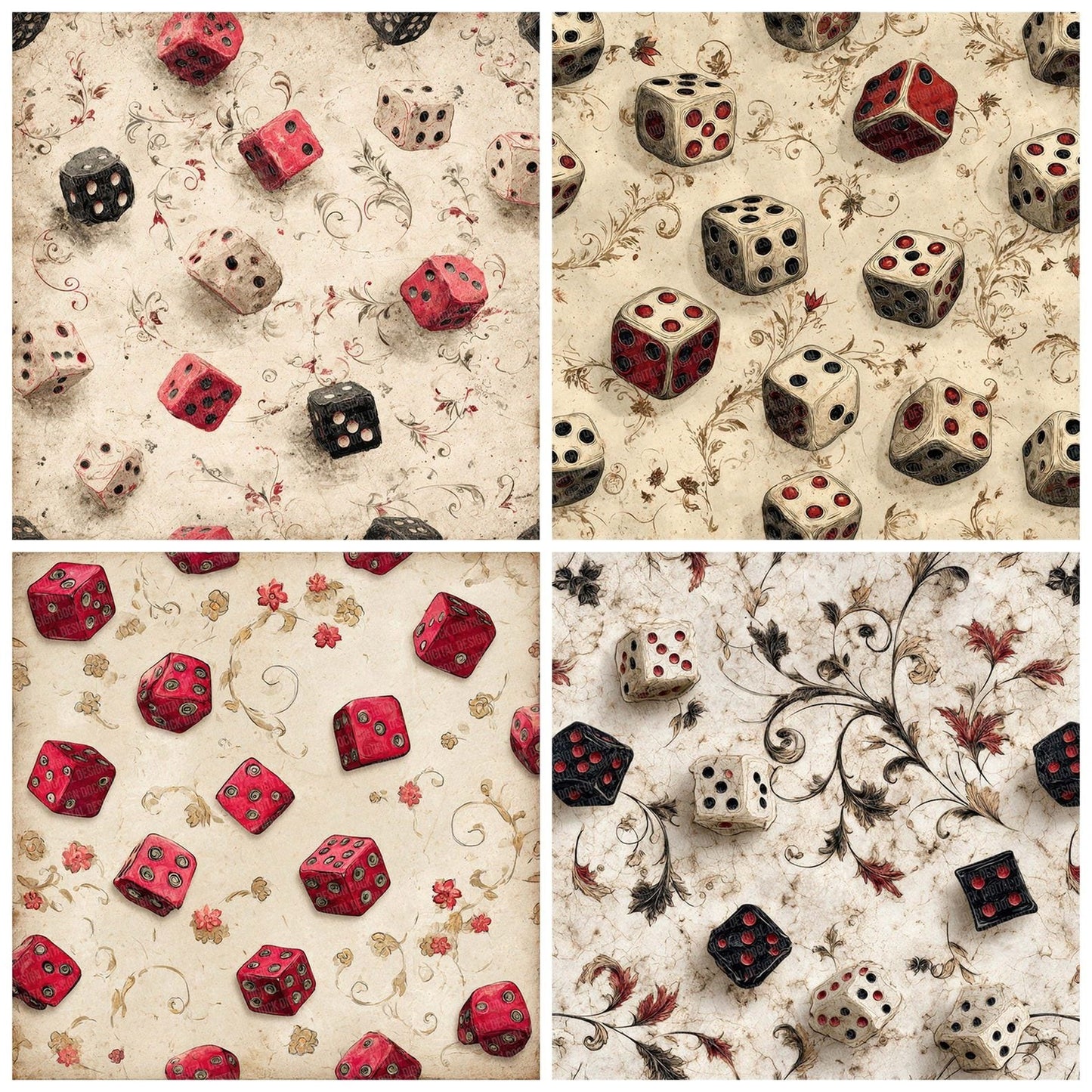 Casino Dice Retro Digital Paper Pack (DDD000810)