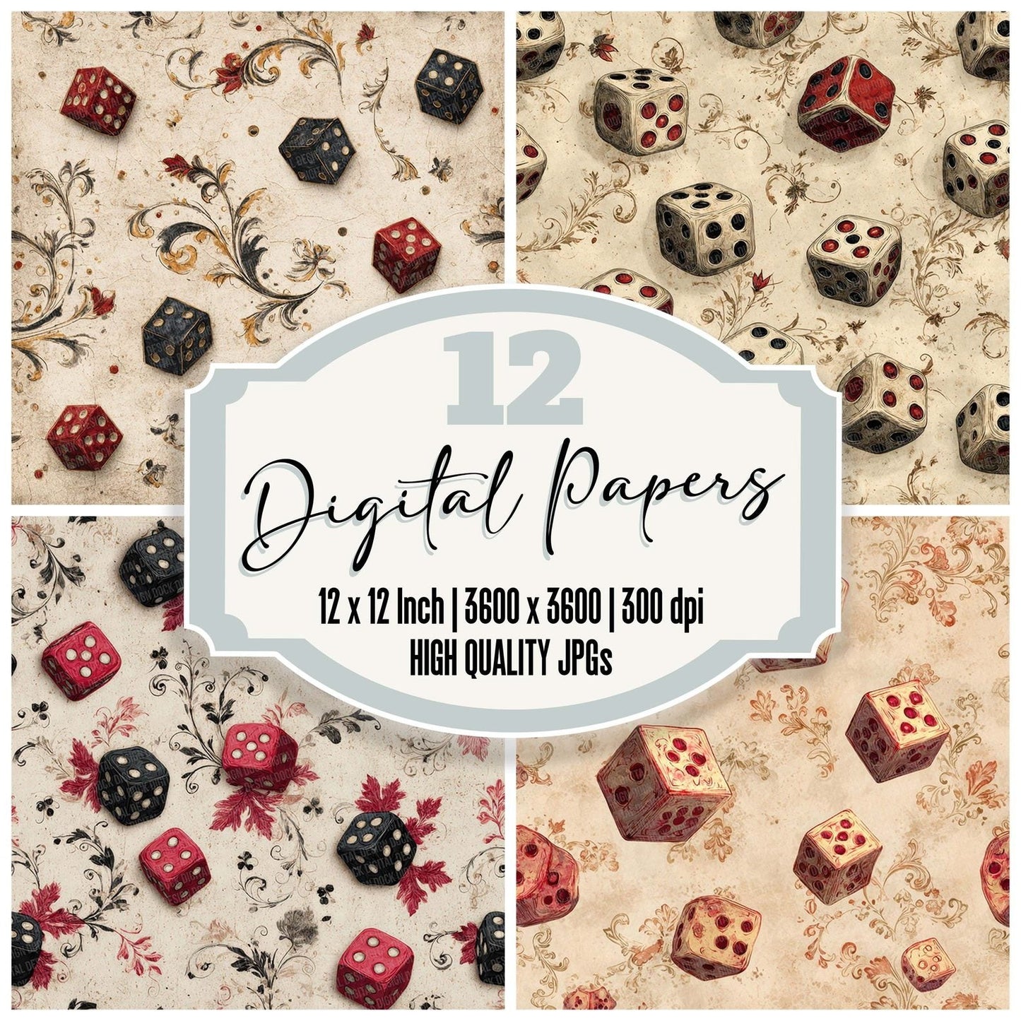 Casino Dice Retro Digital Paper Pack (DDD000810)