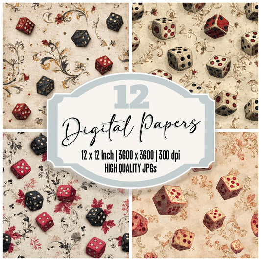 Casino Dice Retro Digital Paper Pack (DDD000810)