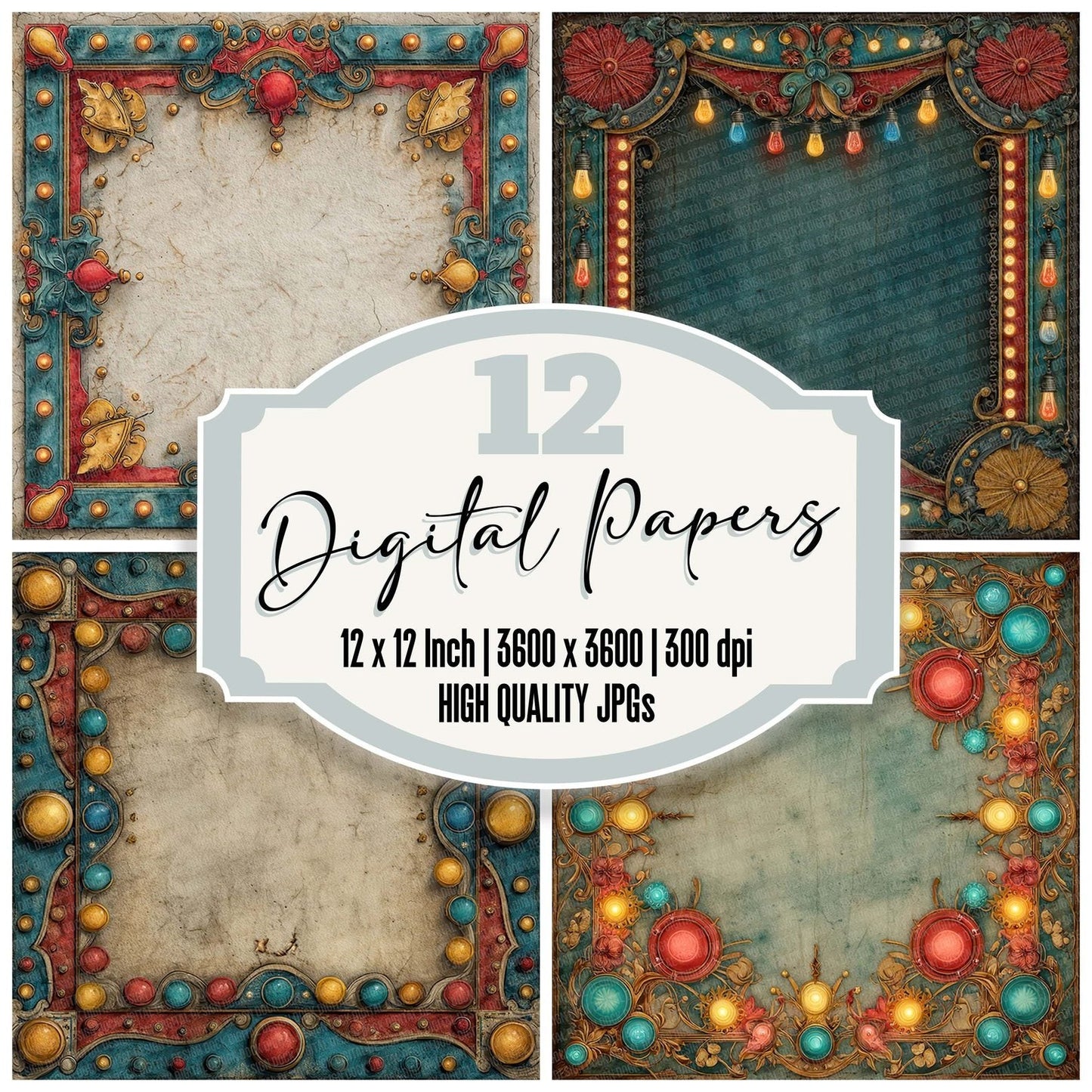 Casino Neon Sign Retro Digital Paper Pack (DDD000811)
