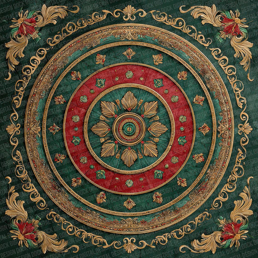 Casino Roulette Green Gold Digital Paper Pack (DDD000813)