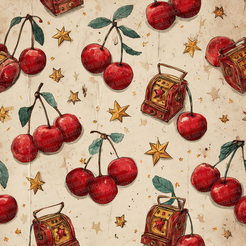 Casino Slot Cherry Star Digital Paper Pack (DDD000814)