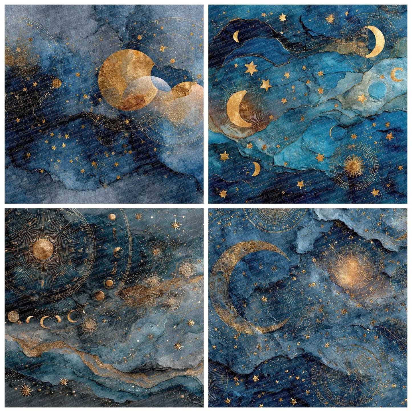 Celestial Moon Collage Digital Paper Pack (DDD000824)