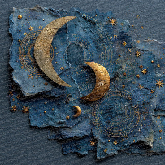 Celestial Moon Collage Digital Paper Pack (DDD000824)