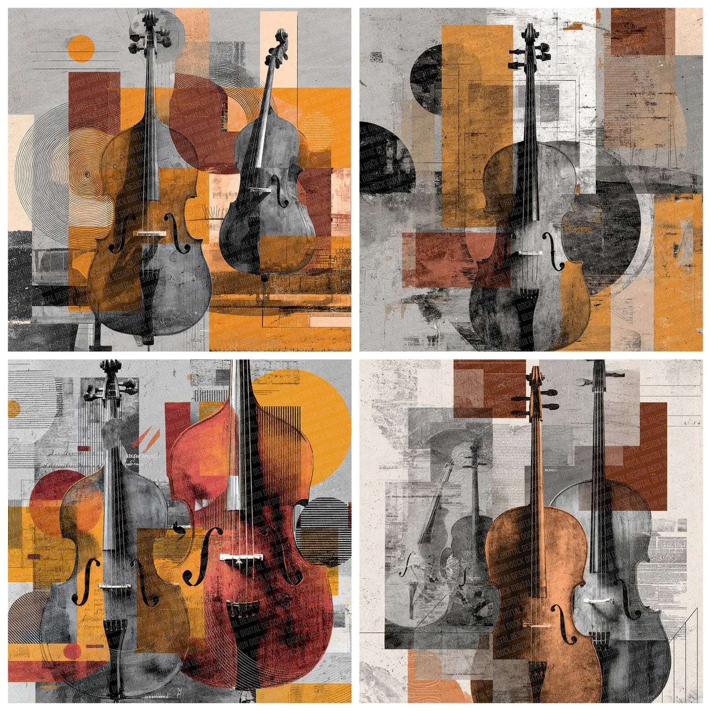 Cello Bass Moodboard Digital Paper Pack (DDD000831)
