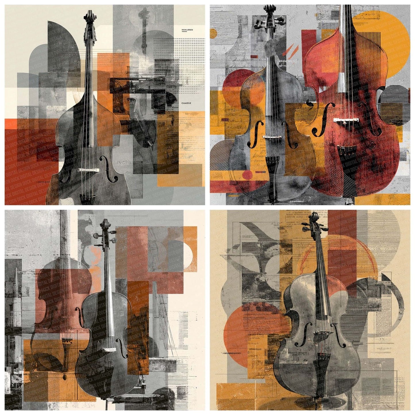 Cello Bass Moodboard Digital Paper Pack (DDD000831)