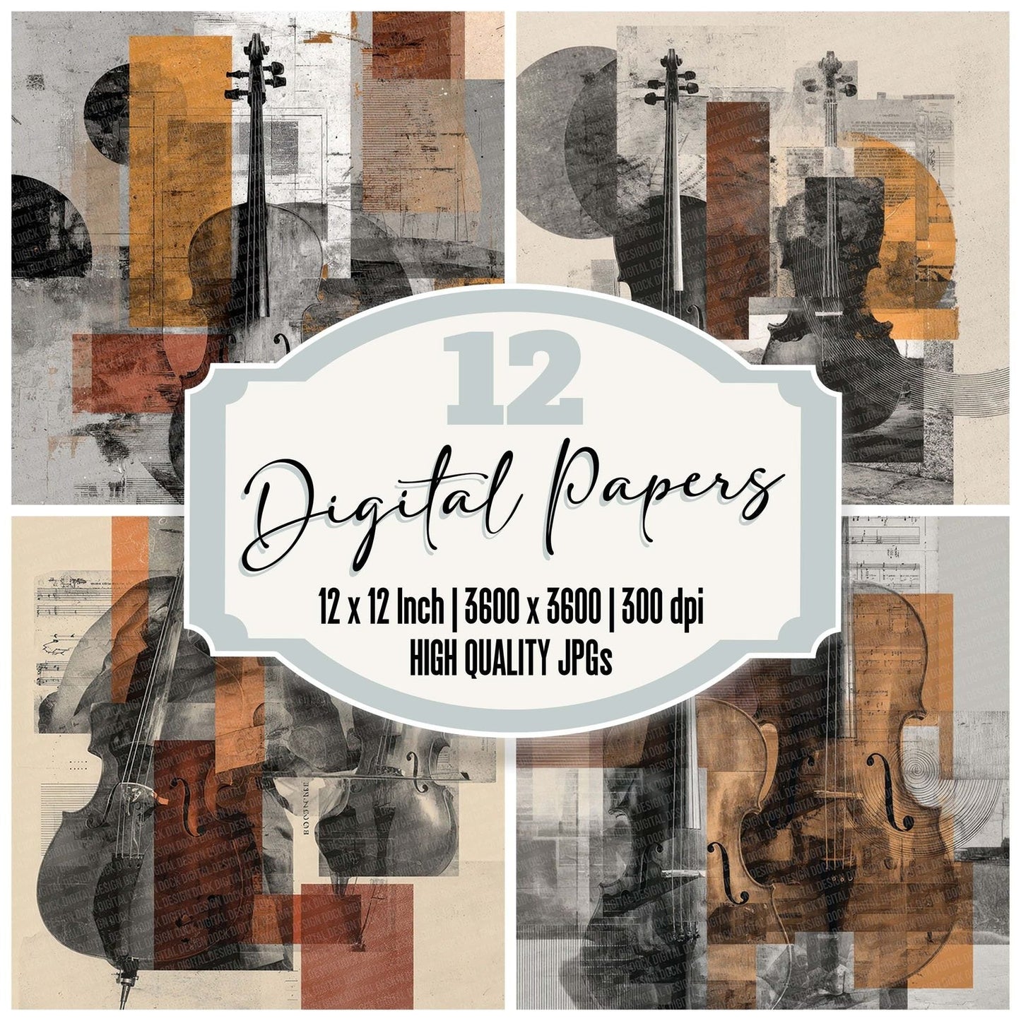 Cello Bass Moodboard Digital Paper Pack (DDD000831)