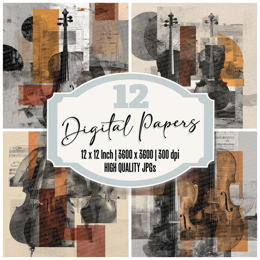 Cello Bass Moodboard Digital Paper Pack (DDD000831)