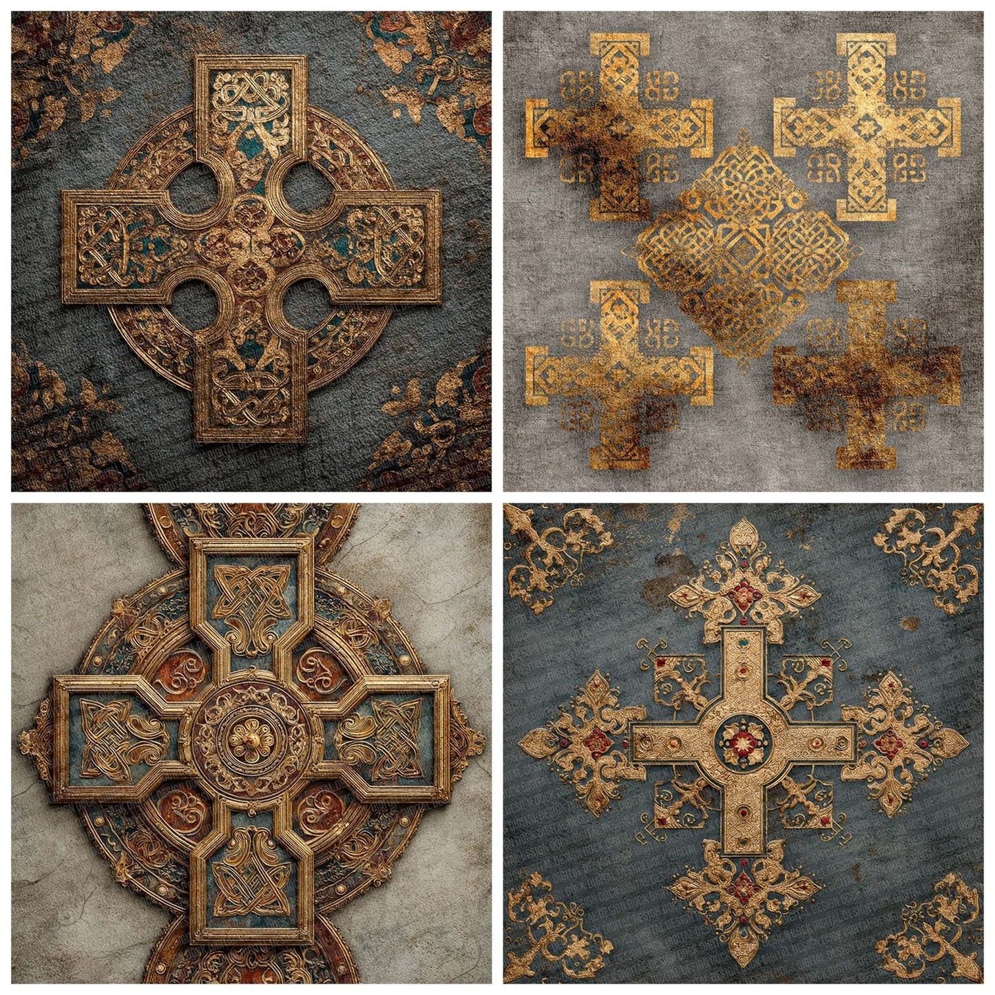 Celtic Cross Gold Digital Paper Pack (DDD000833)