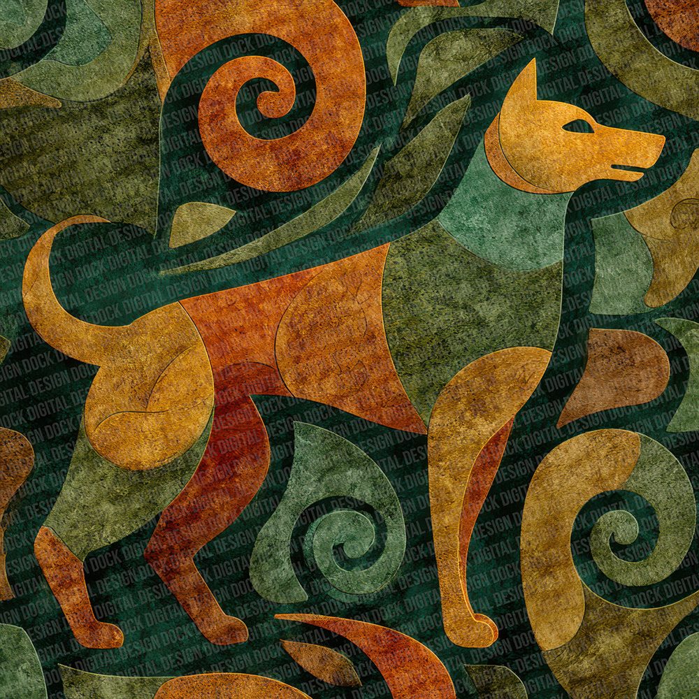Celtic Hound Green Ochre Digital Paper Pack (DDD000834)