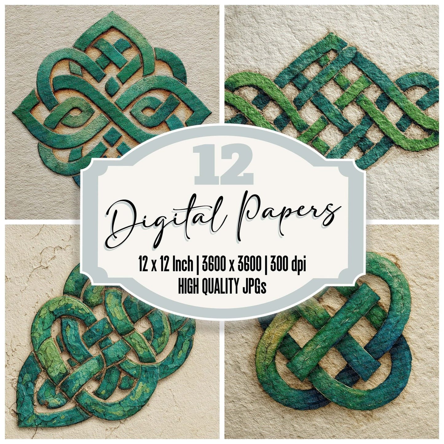 Celtic Knot Emerald Digital Paper Pack (DDD000835)
