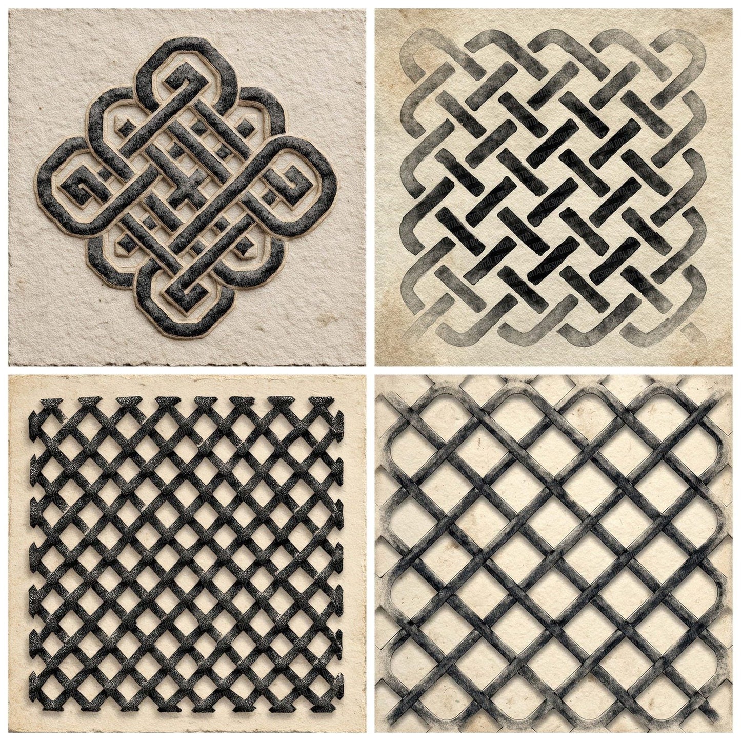 Celtic Lattice Black Ivory Digital Paper Pack (DDD000838)