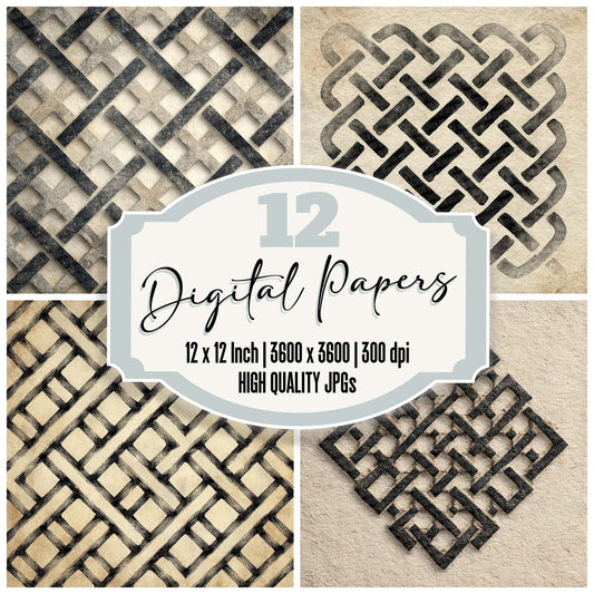 Celtic Lattice Black Ivory Digital Paper Pack (DDD000838)