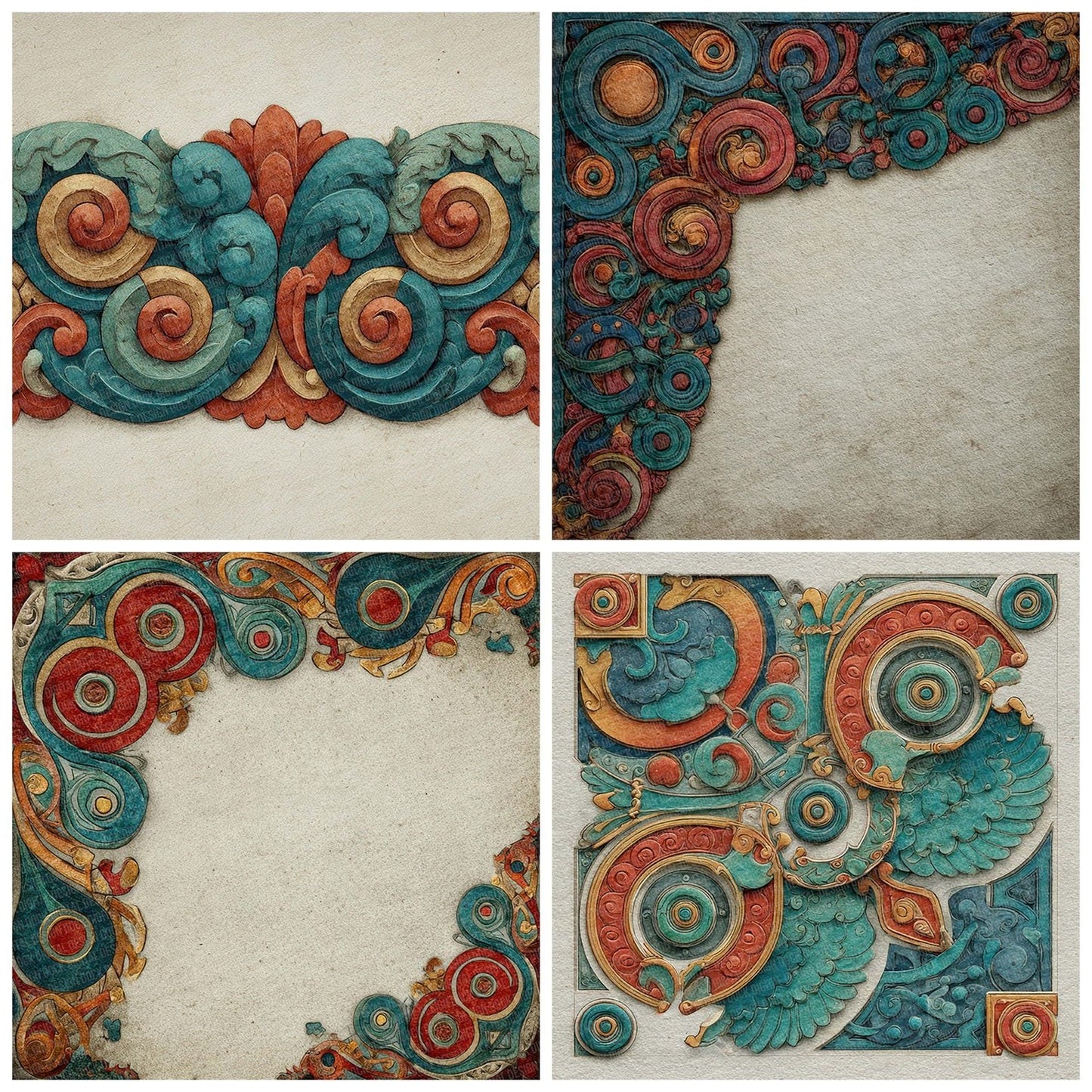 Celtic Manuscript Teal Rust Digital Paper Pack (DDD000839)