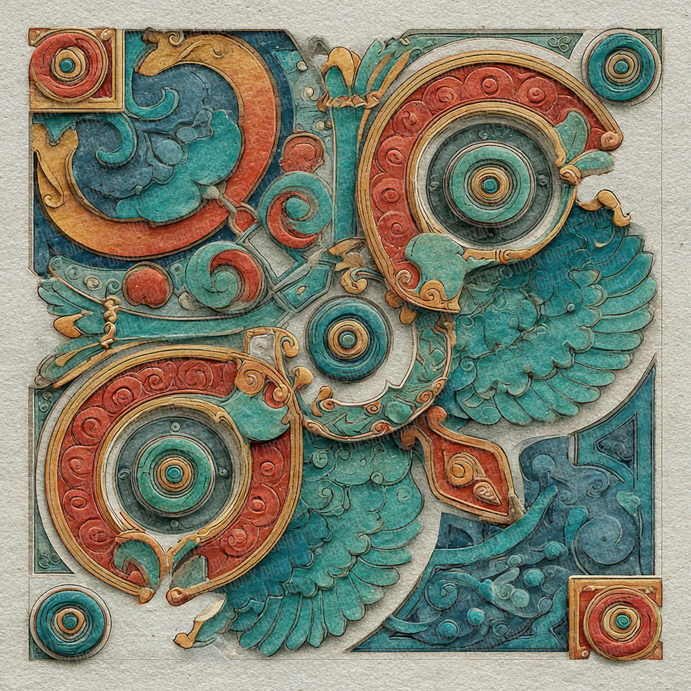 Celtic Manuscript Teal Rust Digital Paper Pack (DDD000839)