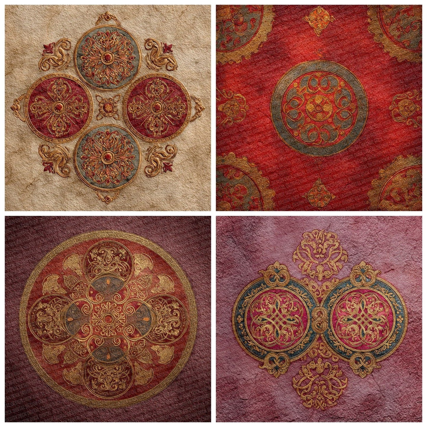 Celtic Shield Crimson Gold Digital Paper Pack (DDD000840)