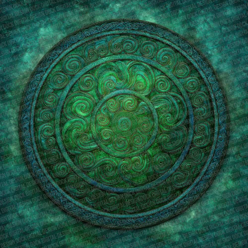 Celtic Spiral Mandala Green Digital Paper Pack (DDD000841)