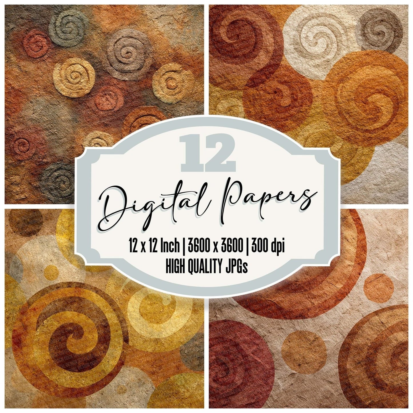 Celtic Spiral Ochre Digital Paper Pack (DDD000842)