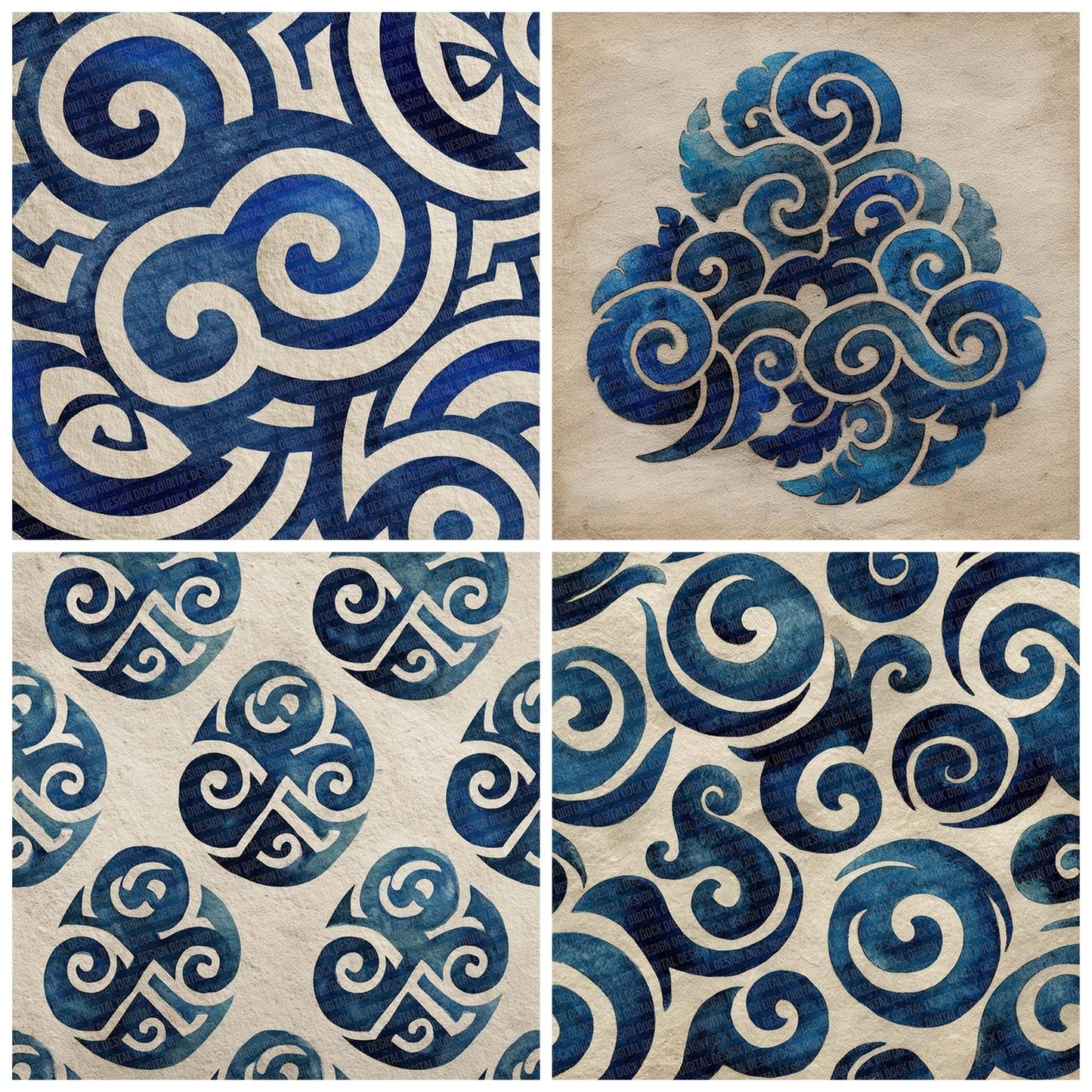 Celtic Triskelion Navy Digital Paper Pack (DDD000843)