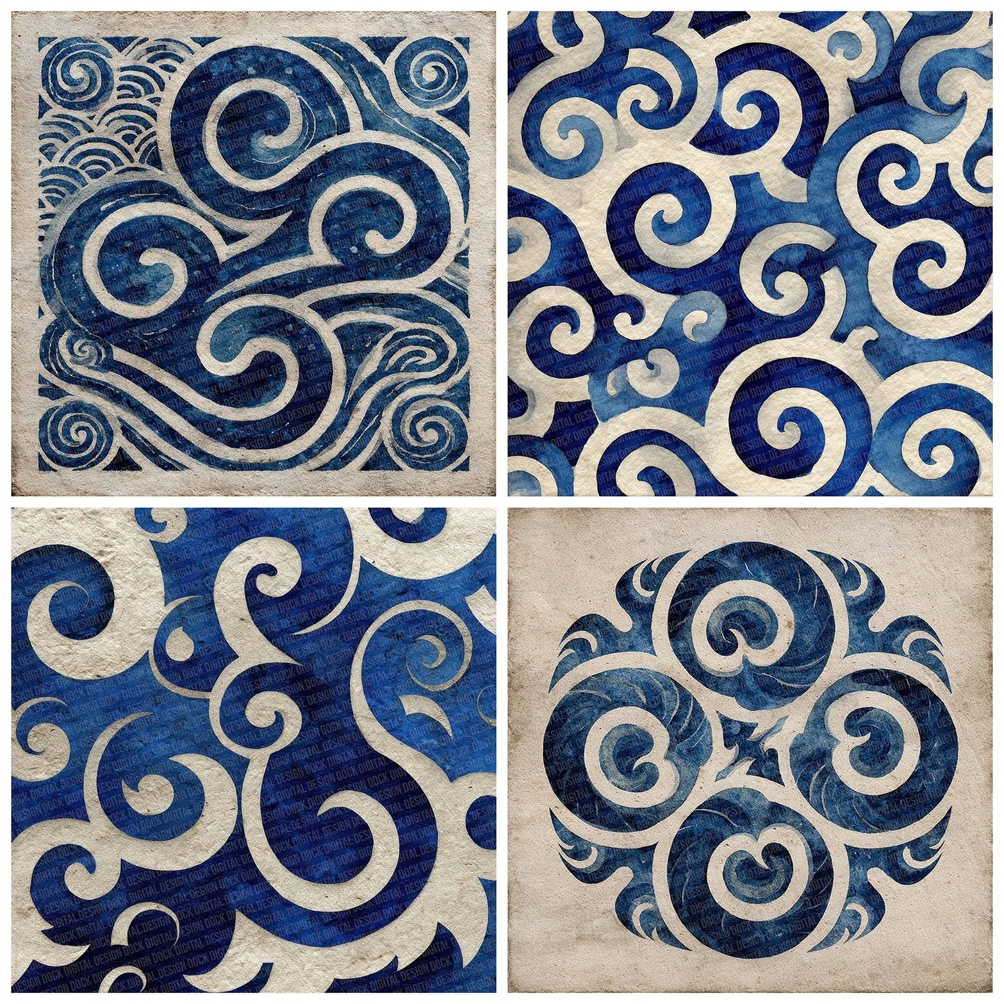 Celtic Triskelion Navy Digital Paper Pack (DDD000843)